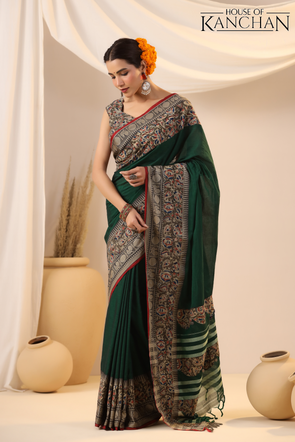 Green Kalamkari Saree