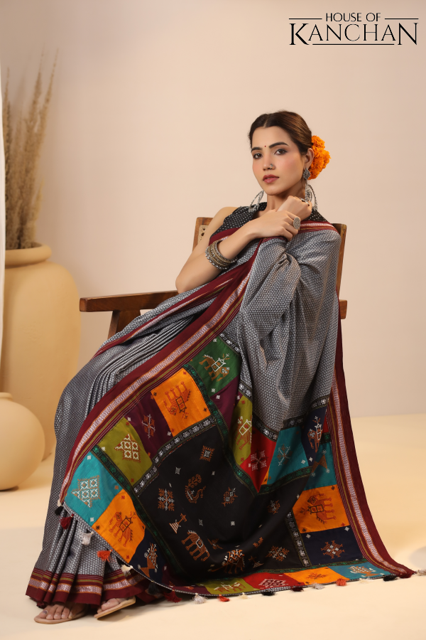 Grey Khan Saree