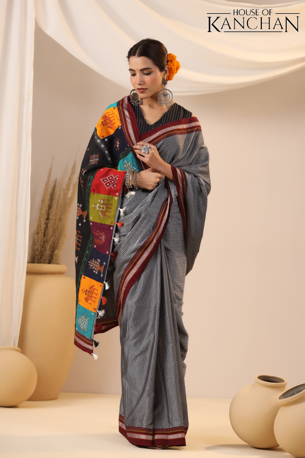 Grey Khan Saree