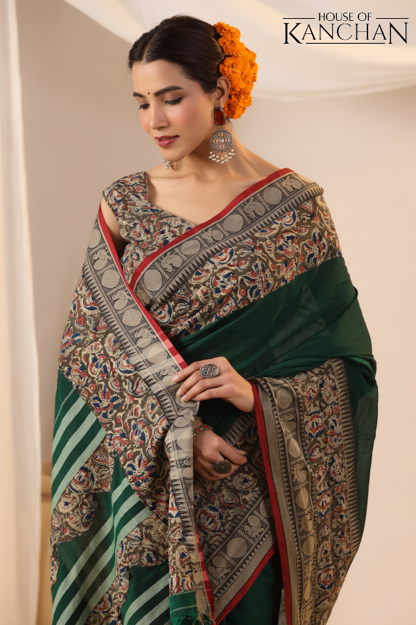 Green Kalamkari Saree