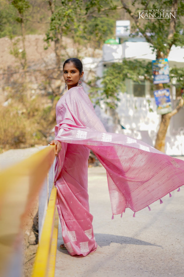 Pink Dupion Silk Saree