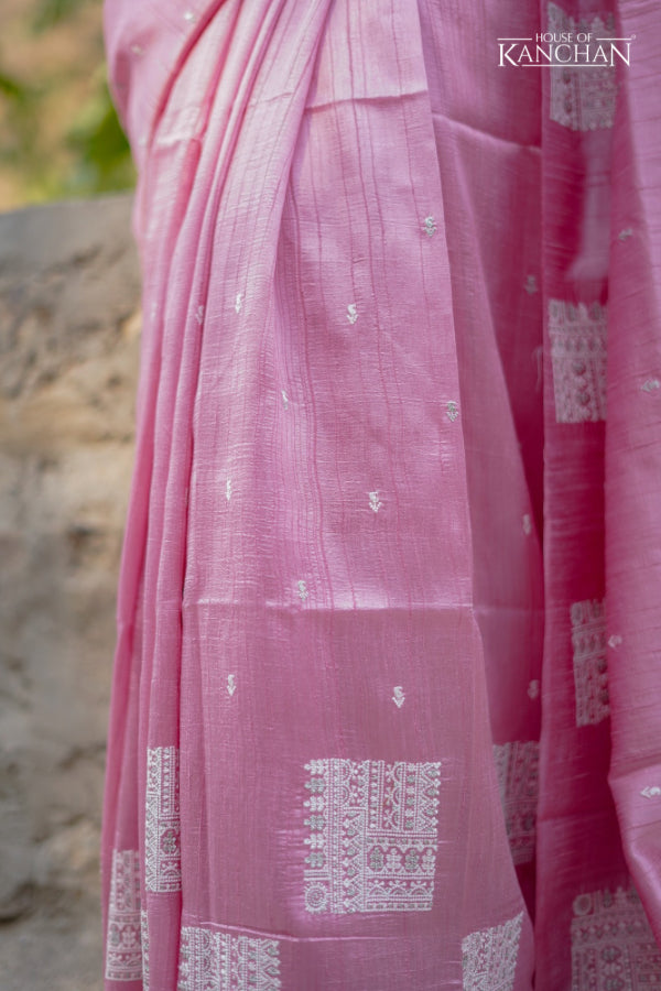 Pink Dupion Silk Saree