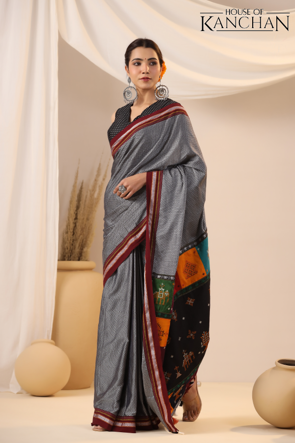 Grey Khan Saree