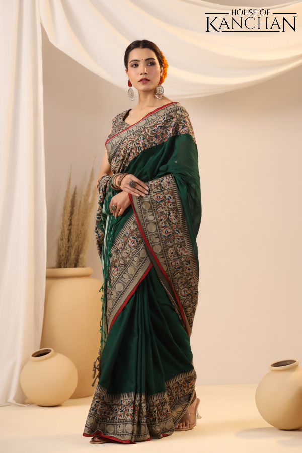 Green Kalamkari Saree