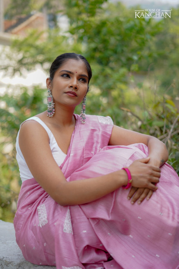 Pink Dupion Silk Saree