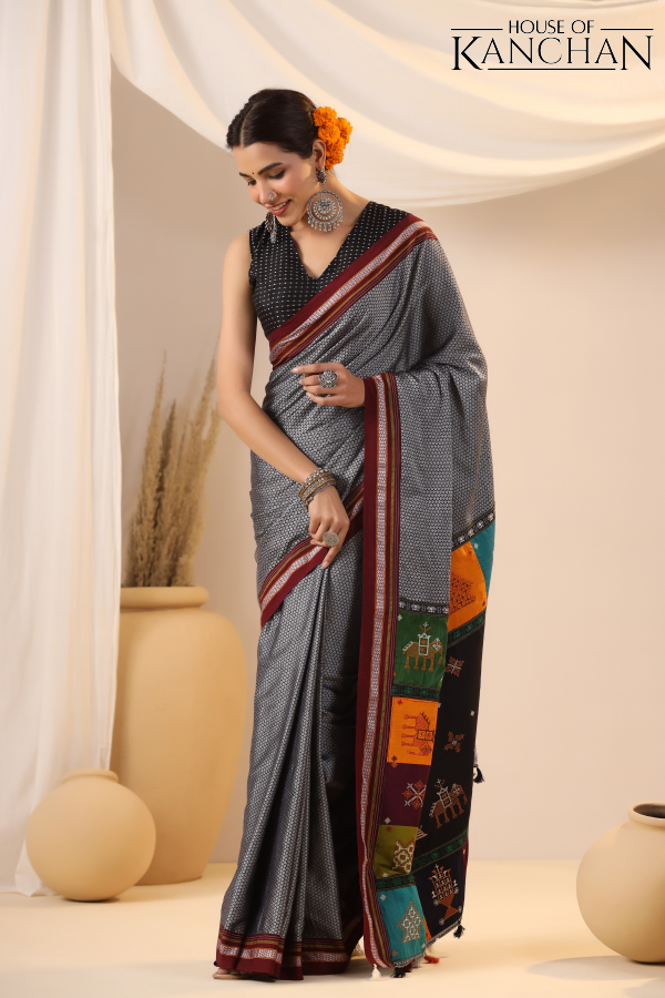 Grey Khan Saree