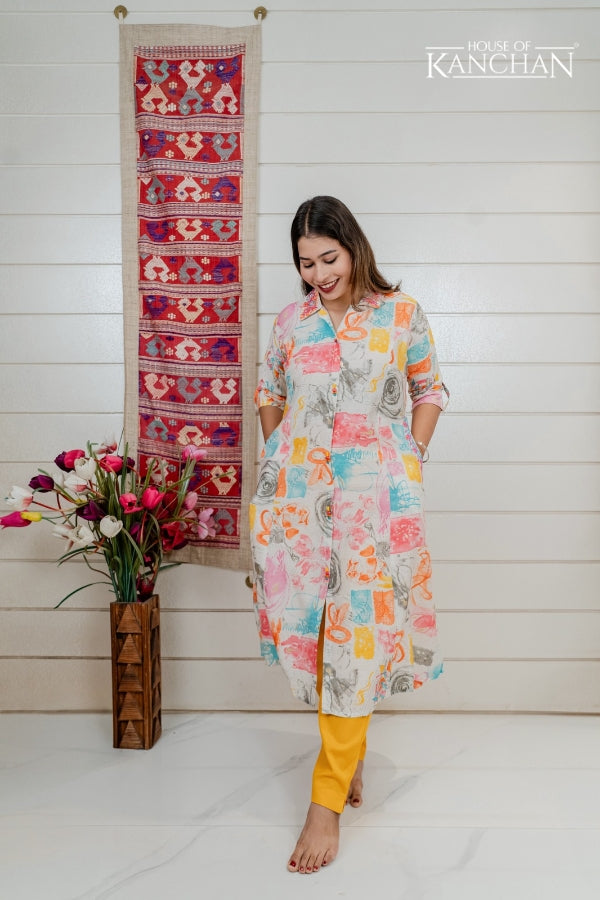 Digital Print Muslin Kurta