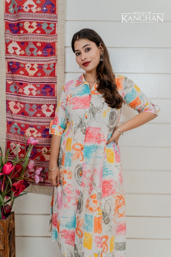 Digital Print Muslin Kurta